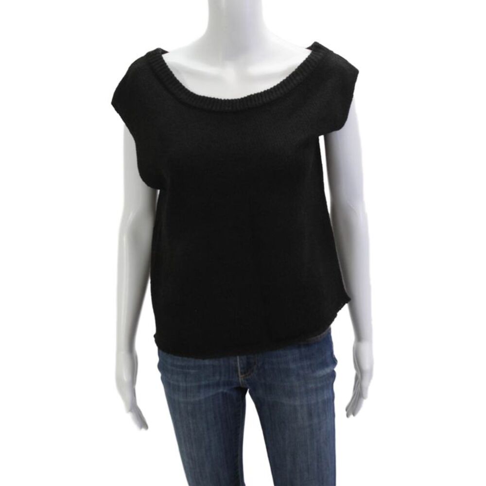 Du Soleil Women Basic Black Sleeveless Round Neck Tank Top Size XS